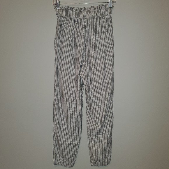 AE Outfitters Paperbag High Waisted Linen Blend Striped Tapered Pants Size XS - Picture 12 of 16